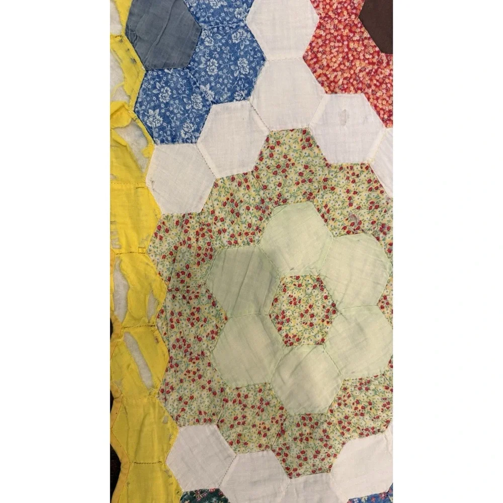 Vintage Grandmother's Flower Garden Quilt 89